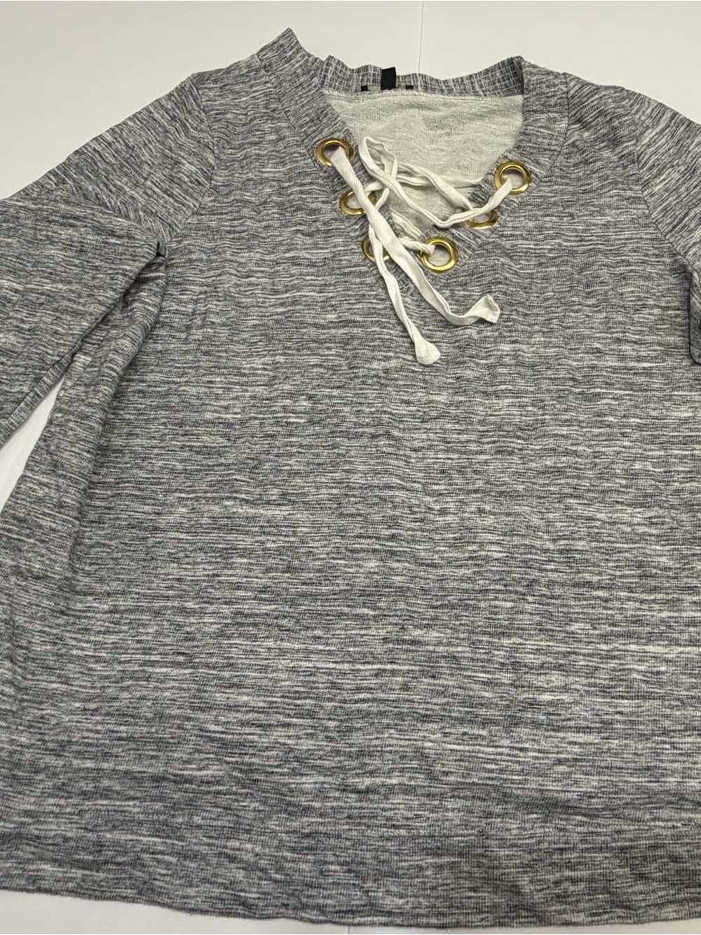 Lane Bryant Heather Gray Knit Top with Subtle Stripe